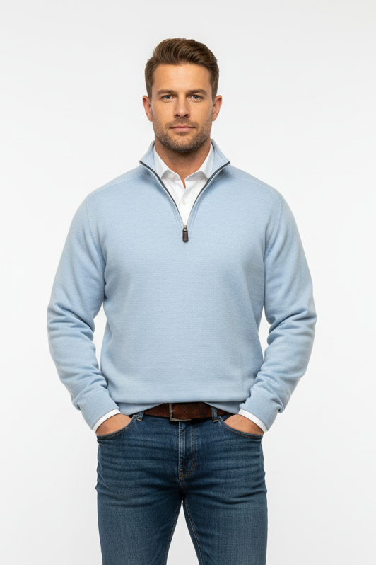 Sueter Jersey color celeste Johnston & Murphy 🇺🇸 Talla L Tela algodón