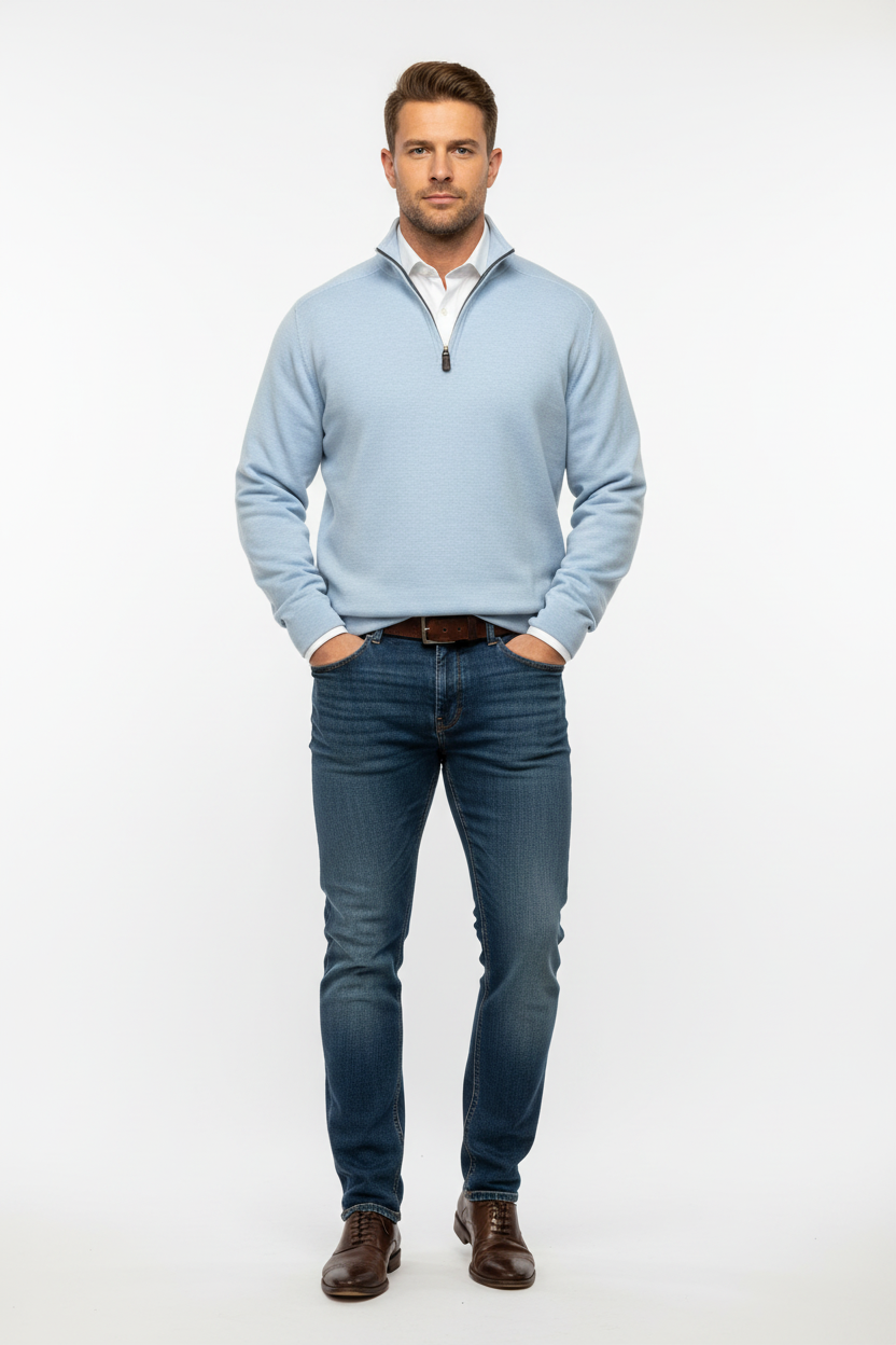 Sueter Jersey color celeste Johnston & Murphy 🇺🇸 Talla L Tela algodón