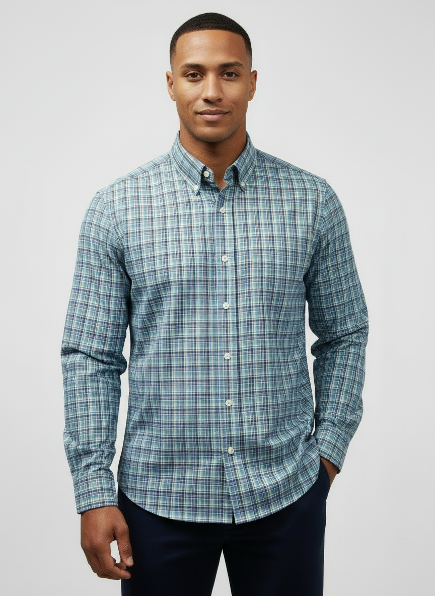 Camisa Polo Ralph Lauren 🏇🏼 De cuadros de color de azul, celeste, amarillo y blanco Talla M Entalle Regular