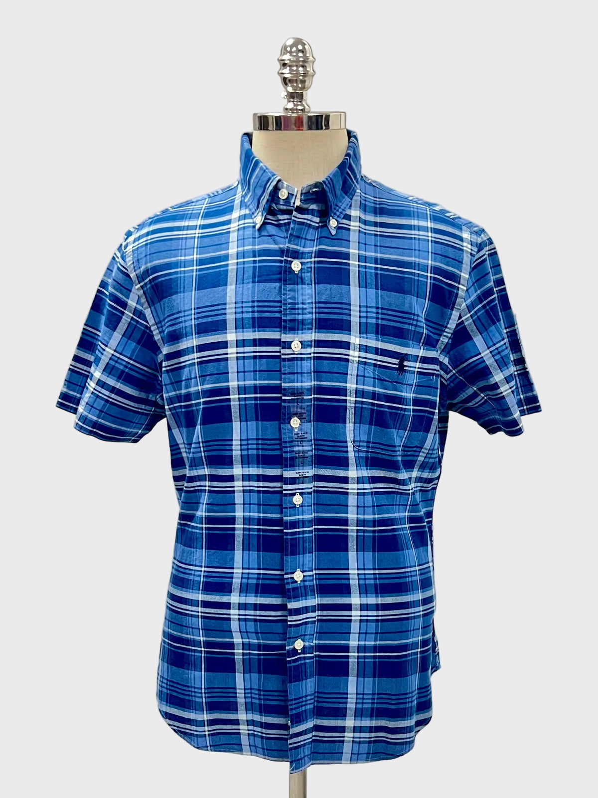 Camisa de botones Polo Ralph Lauren 🏇🏼 Oxford de cuadros en color azul, celeste y blanco Talla L Entalle Slim Fit