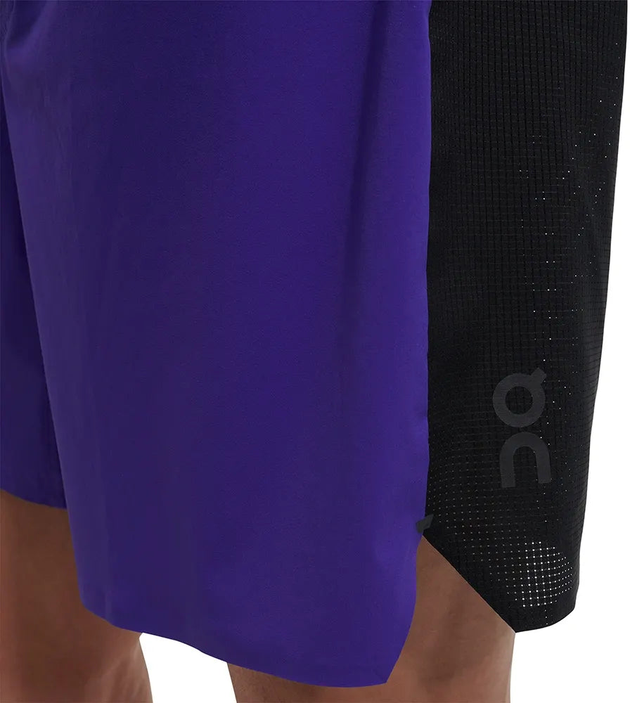 Shorts Híbrido On Running 🏃‍♂️ Tela performance color morado y negro talla XL