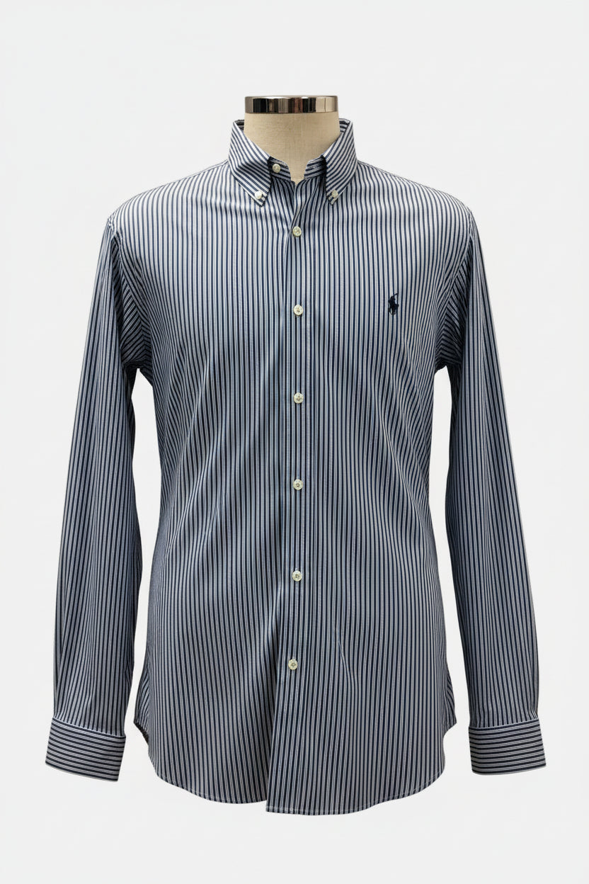 Camisa de botones Polo Ralph Lauren 🏇🏼 de rayas en color azul, celeste y blanco Talla L Entalle Clásico