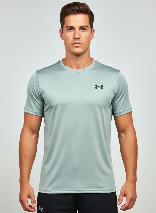 Camiseta de entrenamiento cuello redondo Under Armour 🏋🏽 color gris manga corta Talla M