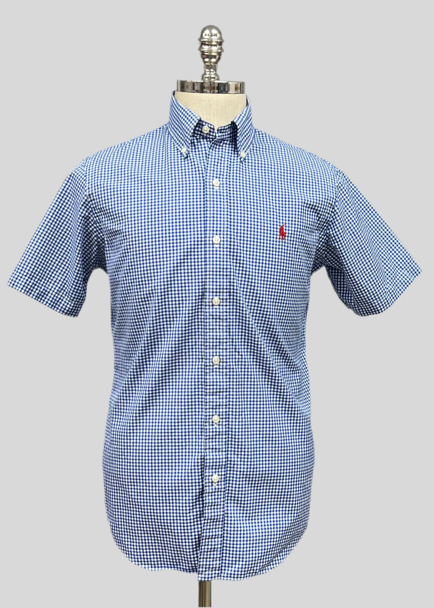 Camisa Polo Ralph Lauren 🏇🏼 con patron de cuadros gingham azul y blanco Talla M Entalle Regular