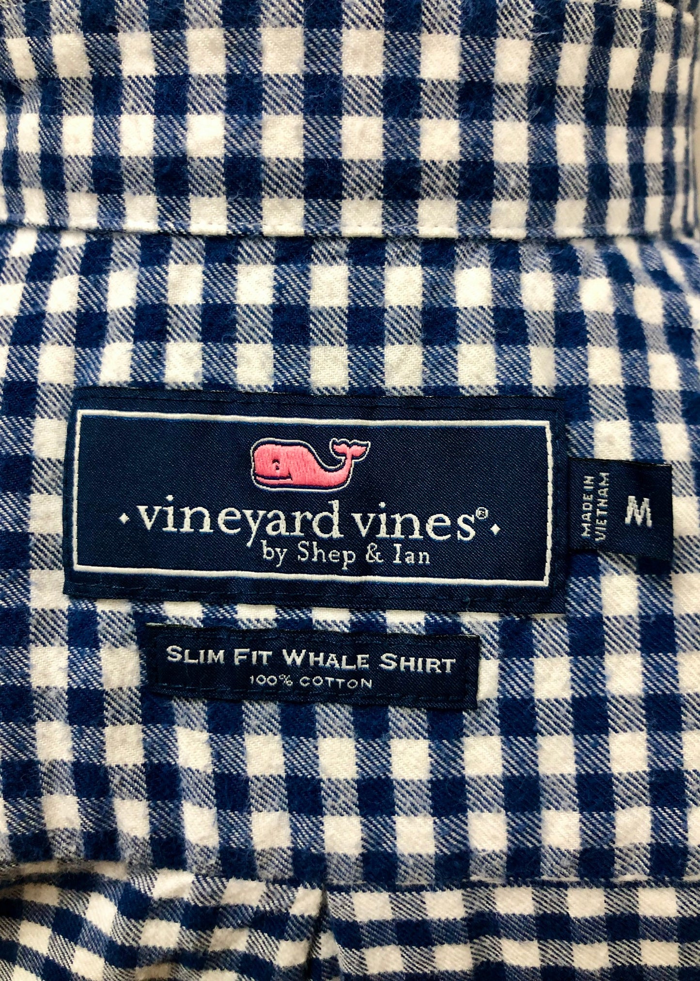 Camisa de botones Vineyard Vines 🐳 de cuadros gingham en color azul y blanco Talla M Entalle Slim Fit