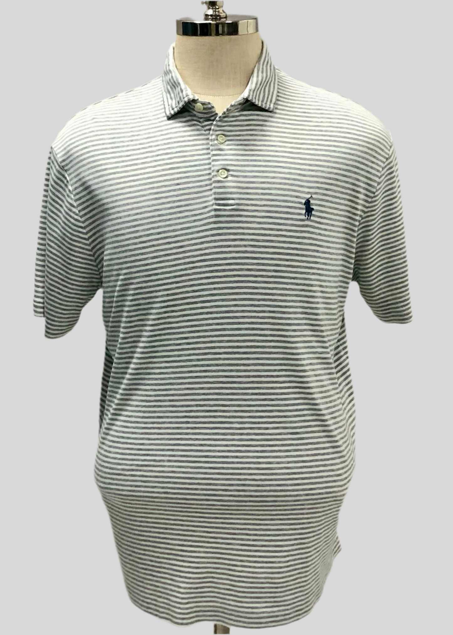 Camiseta Polo Ralph Lauren 🏇🏼 de rayas en color gris y blanco Talla L Entalle Clásico