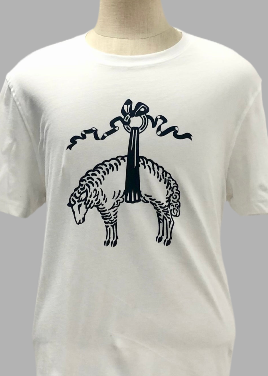 Camiseta cuello redondo Brooks Brothers 🐑 color blanco y logo en azul navy Talla L