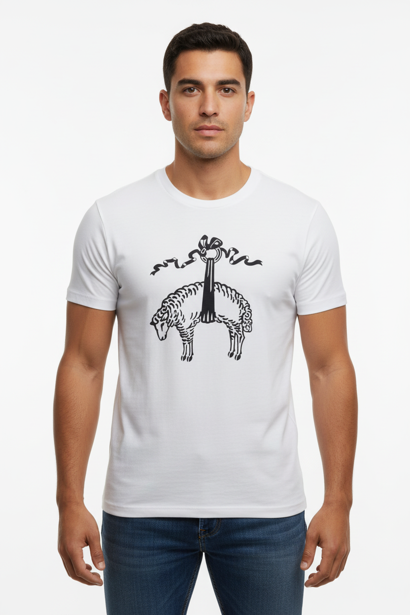 Camiseta cuello redondo Brooks Brothers 🐑 color blanco y logo en azul navy Talla L