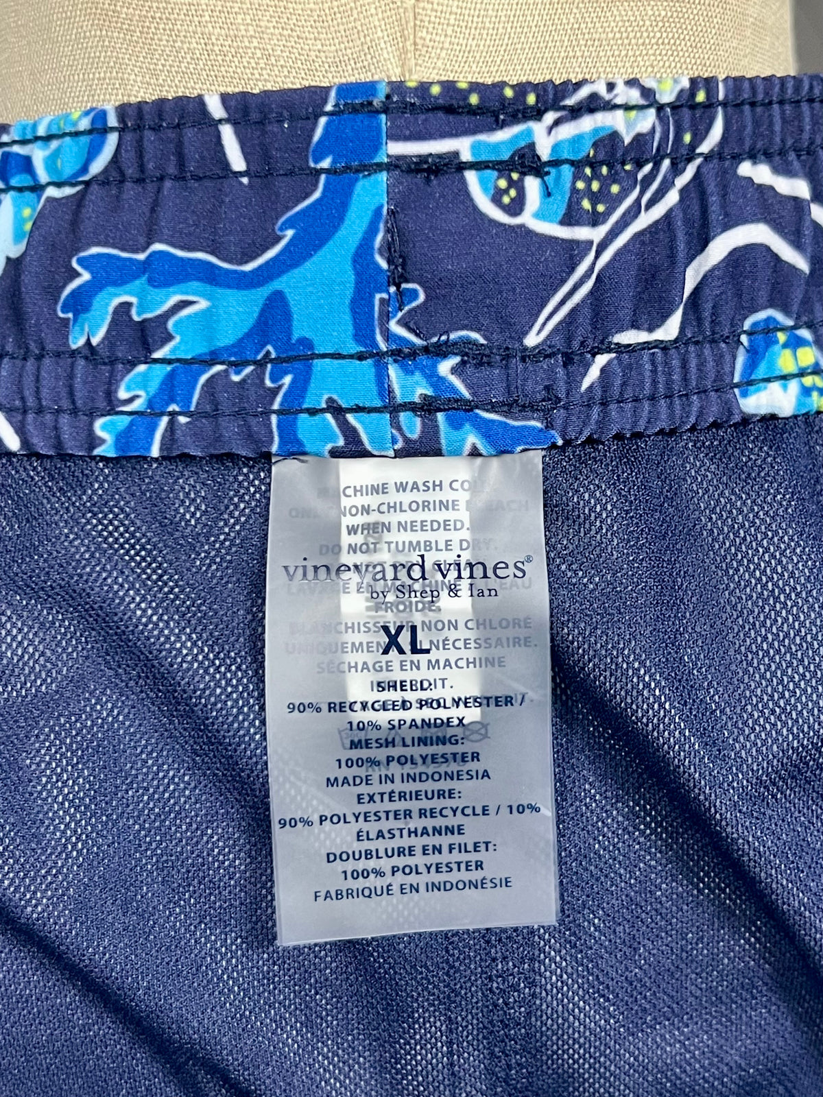 Short de baño Vineyard Vines 🐳 con diseño marino en azul, celeste y blanco talla XL