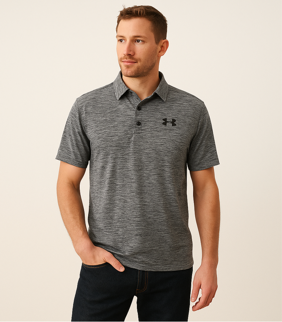Camiseta polo Under Armour 🏋🏻 color gris y negro Tela Performance Talla M Entalle Regular