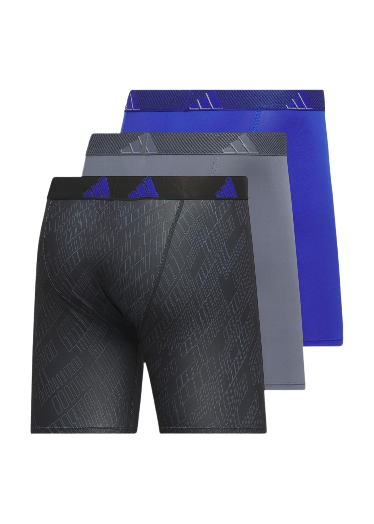 Combo de 3 Boxers Briefs Adidas Tela Performance color azul, gris y negro Talla L