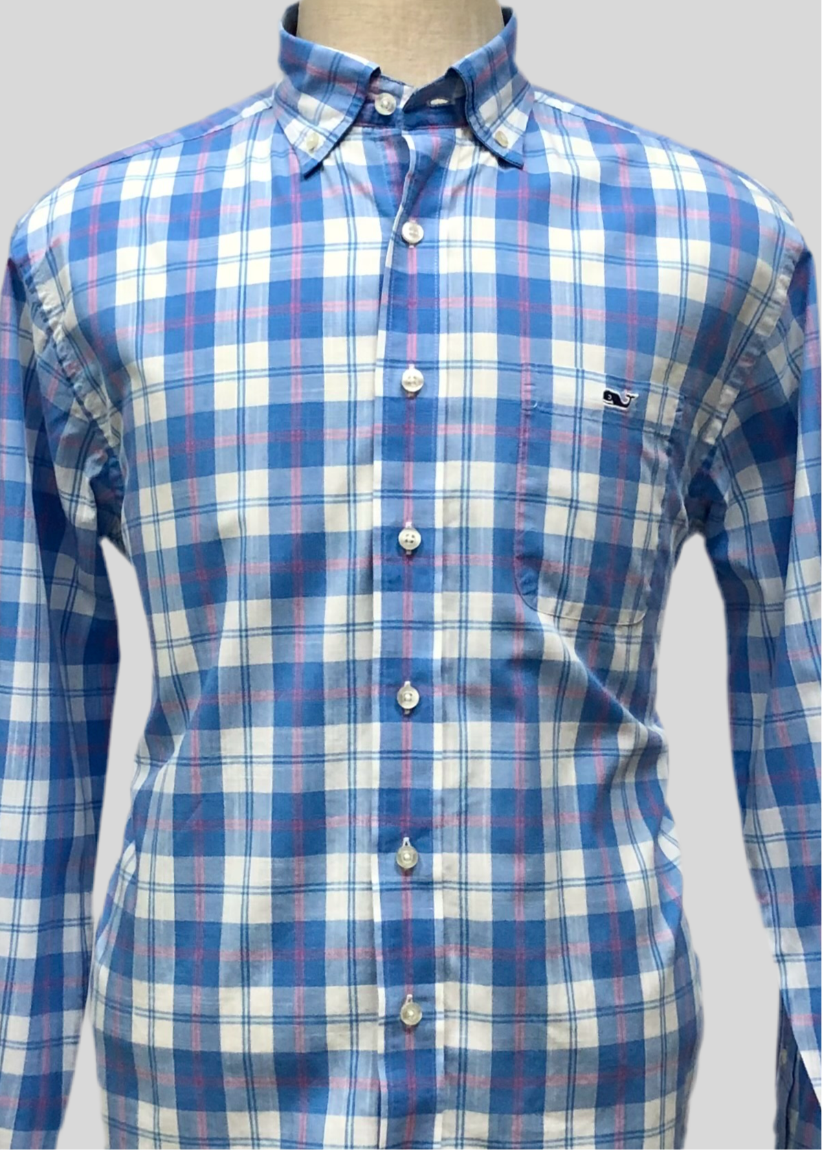 Camisa de botones Vineyard Vines 🐳 de cuadros en color azul, rojo y blanco Talla M Entalle Clásico