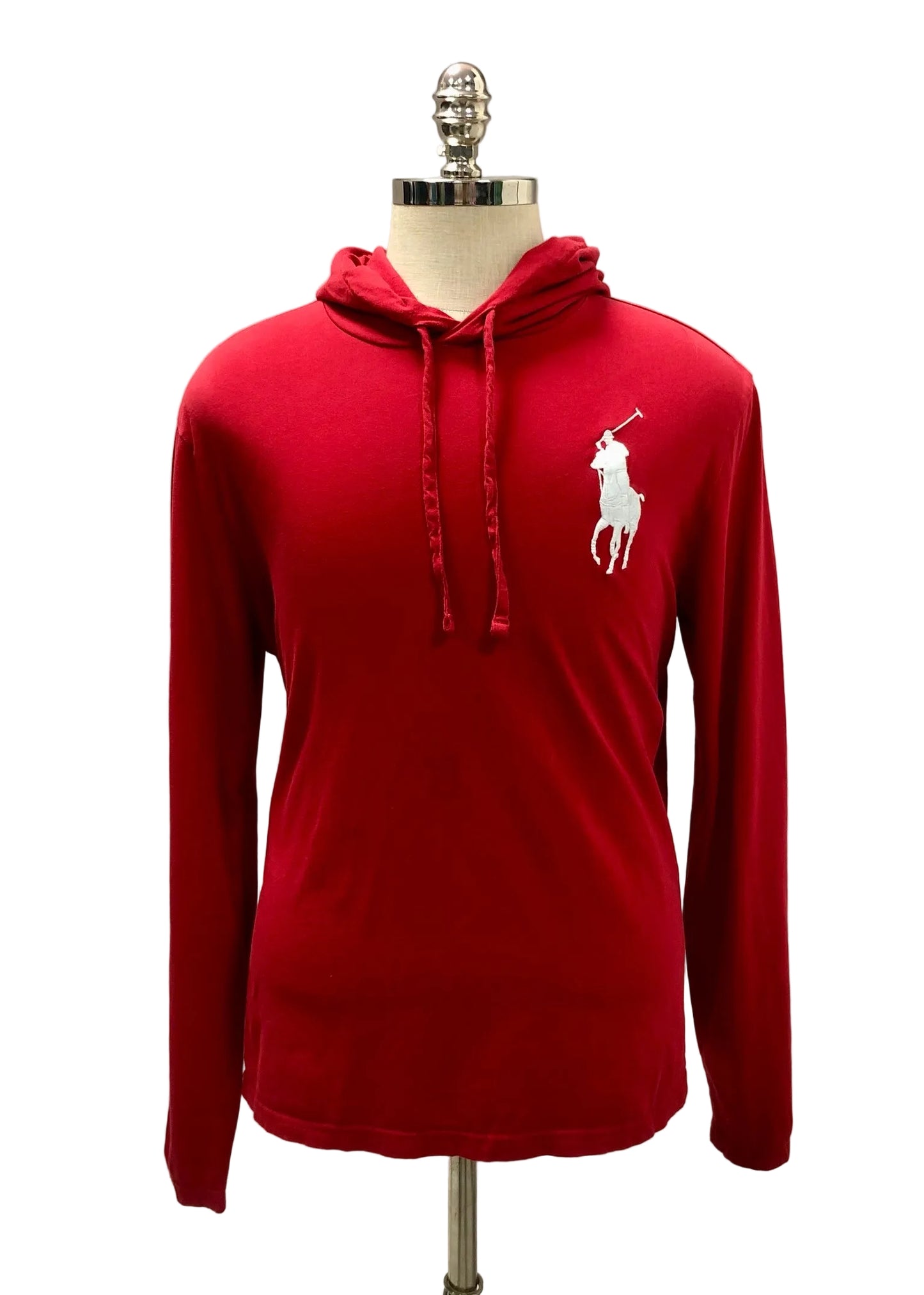 Sueter Jersey con capucha Polo Ralph Lauren 🏇🏼 color rojo con diseño big pony en blanco Talla L