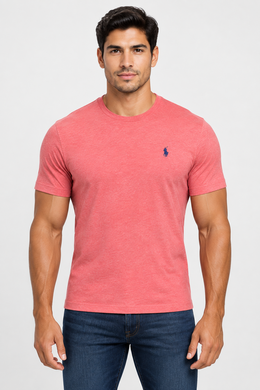 Camiseta cuello Redondo Polo Ralph Lauren 🏇🏼 color rosado magenta manga corta Talla Medium Entalle Custom Slim Fit