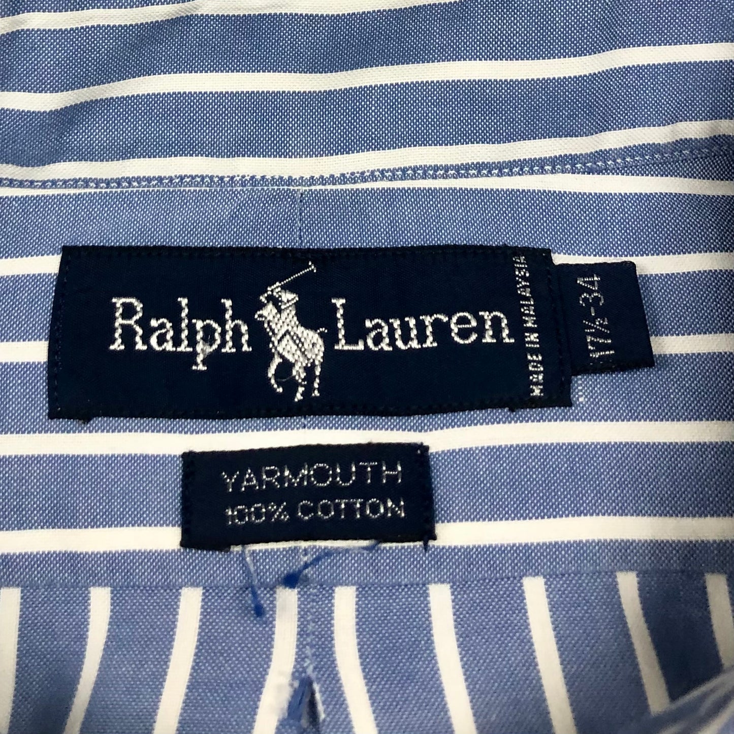 Camisa Polo Ralph Lauren 🏇🏼 color azul con patron de rayas en color Blanco Talla XL Entalle Clásico