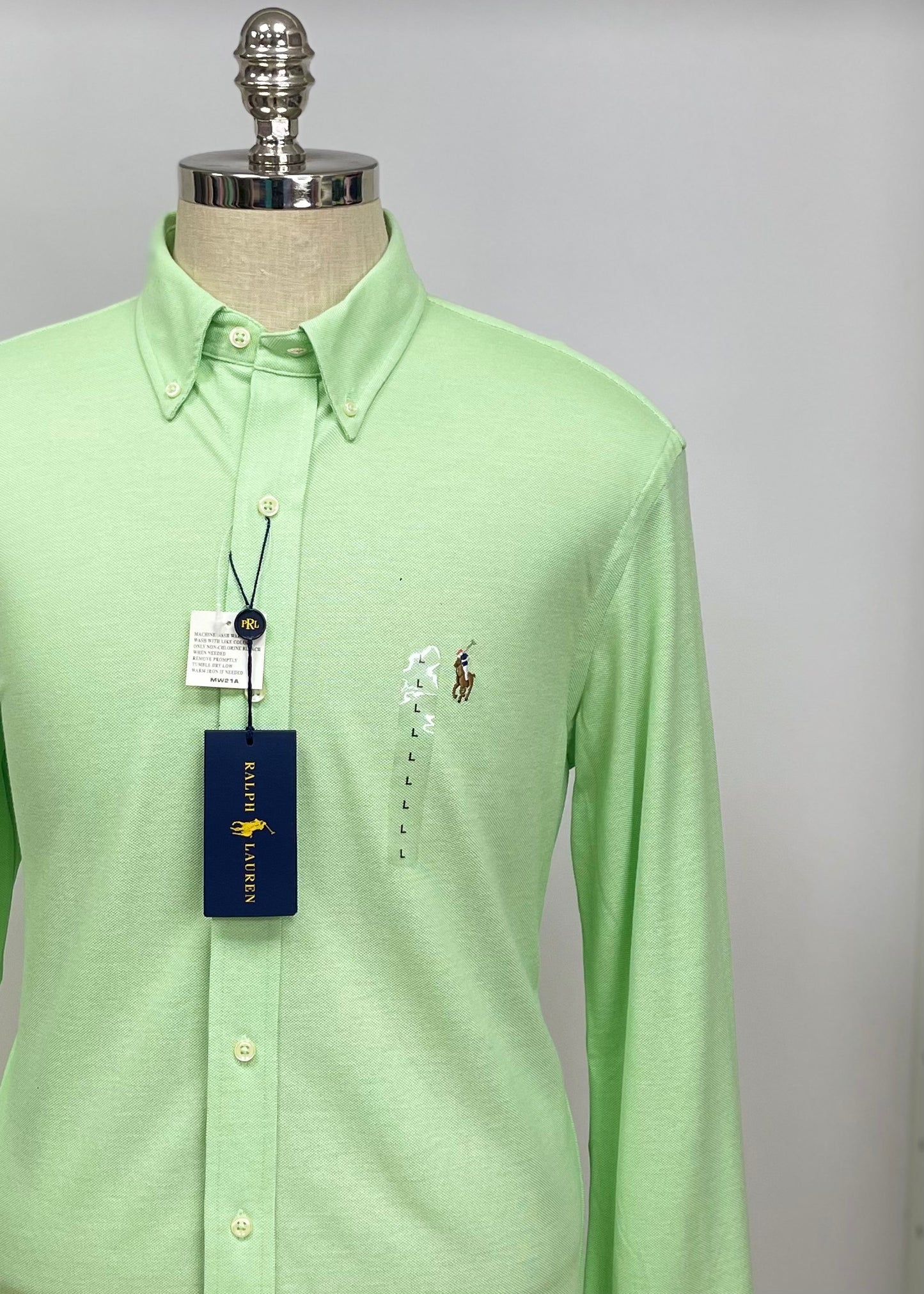 Camisa Polo Ralph Lauren 🏇🏼 Tela camiseta (Featherweight Mesh) en color verde Talla L Entalle Slim Fit