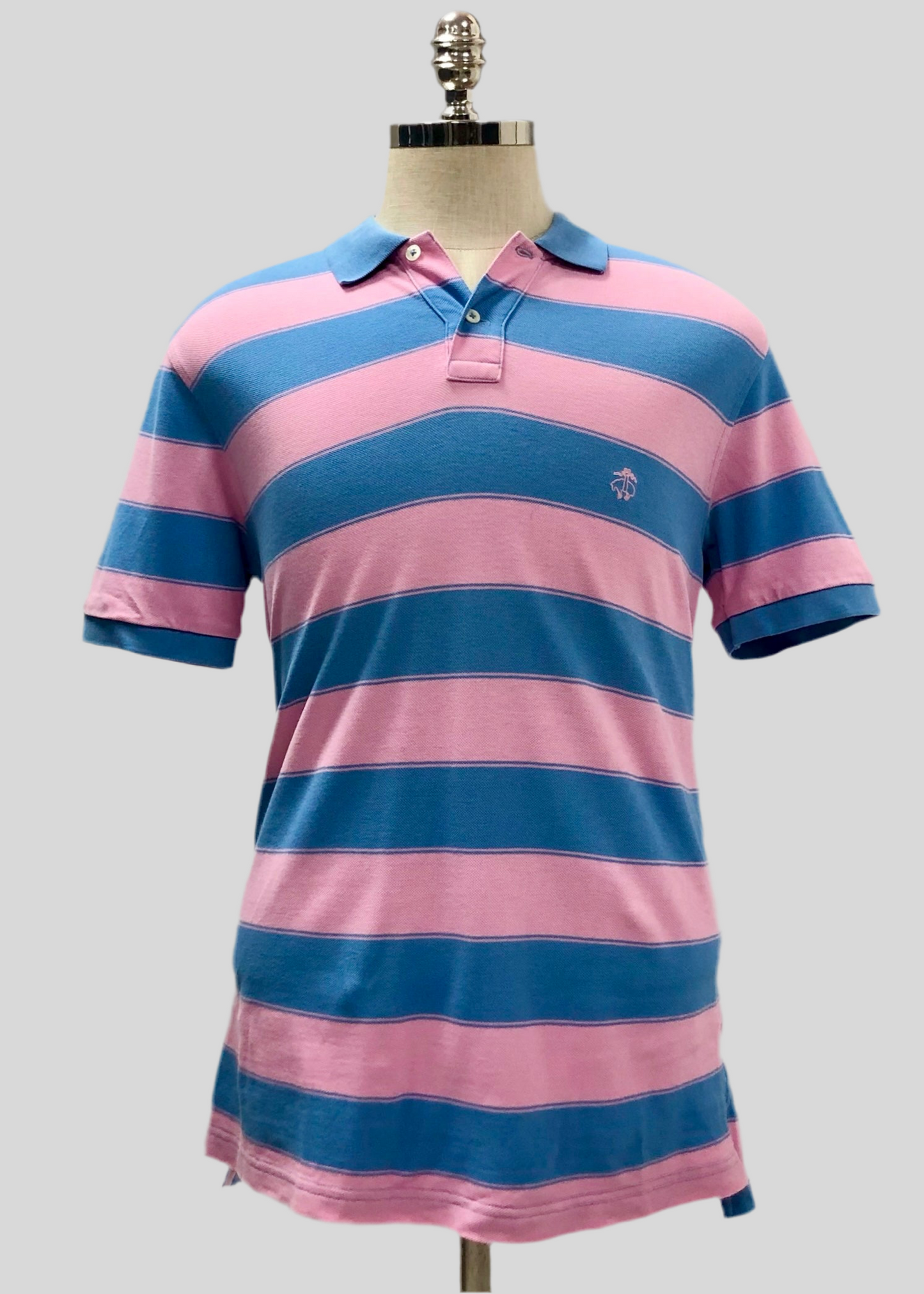 Camiseta Polo Brooks Brothers 🐑 con patrón de rayas en color rosado y celeste Talla L Entalle Regular