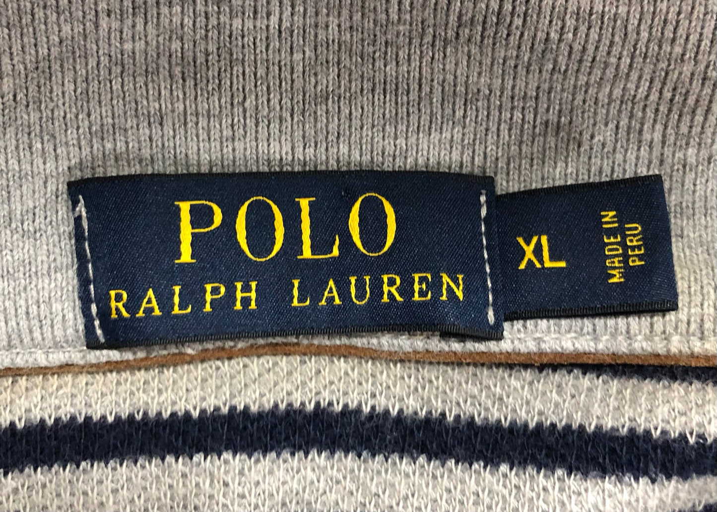 Sueter Jersey Polo Ralph Lauren 🏇🏼 color gris claro con rayas negras Talla XL