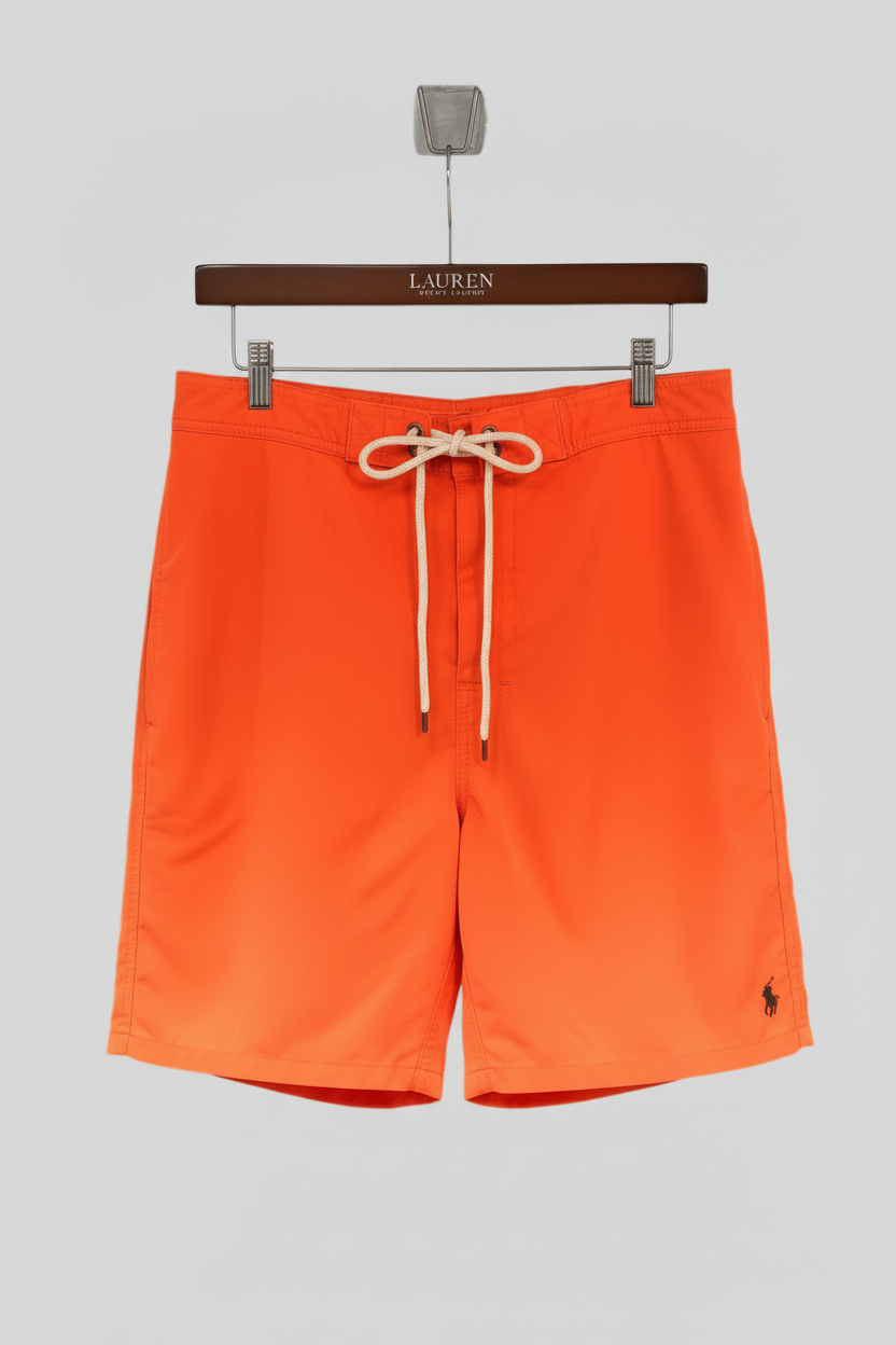 Short de baño Polo Ralph Lauren 🏇🏼 color naranja con logo en azul navy talla XL