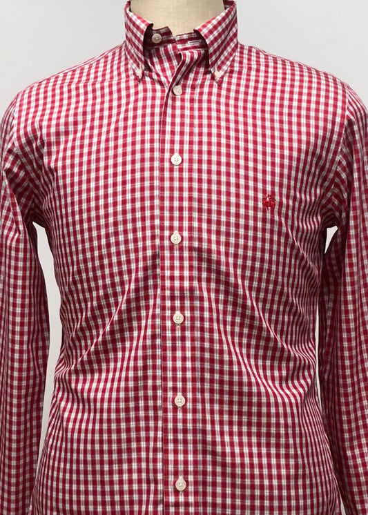 Camisa Brooks Brothers 🐑 de cuadros gingham en color rojo y blanco Talla Small Entalle Regular
