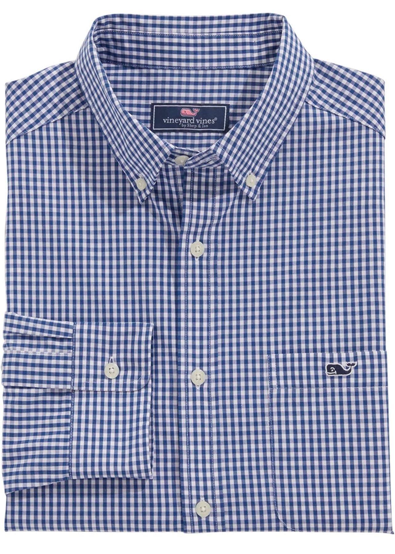 Camisa de botones Vineyard Vines 🐳 con patrón de cuadros gingham en color azul y blanco Talla XXL Entalle Clásico