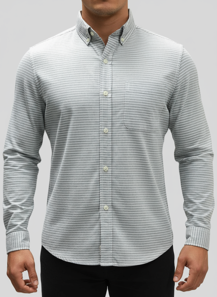Camisa de botones Vineyard Vines 🐳 De lino de rayas en color gris y blanco Talla S Entalle Slim Fit