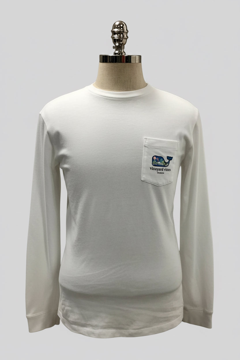 Camiseta cuello redondo Vineyard Vines 🐳 color blanco con logo de Sarasota Talla S