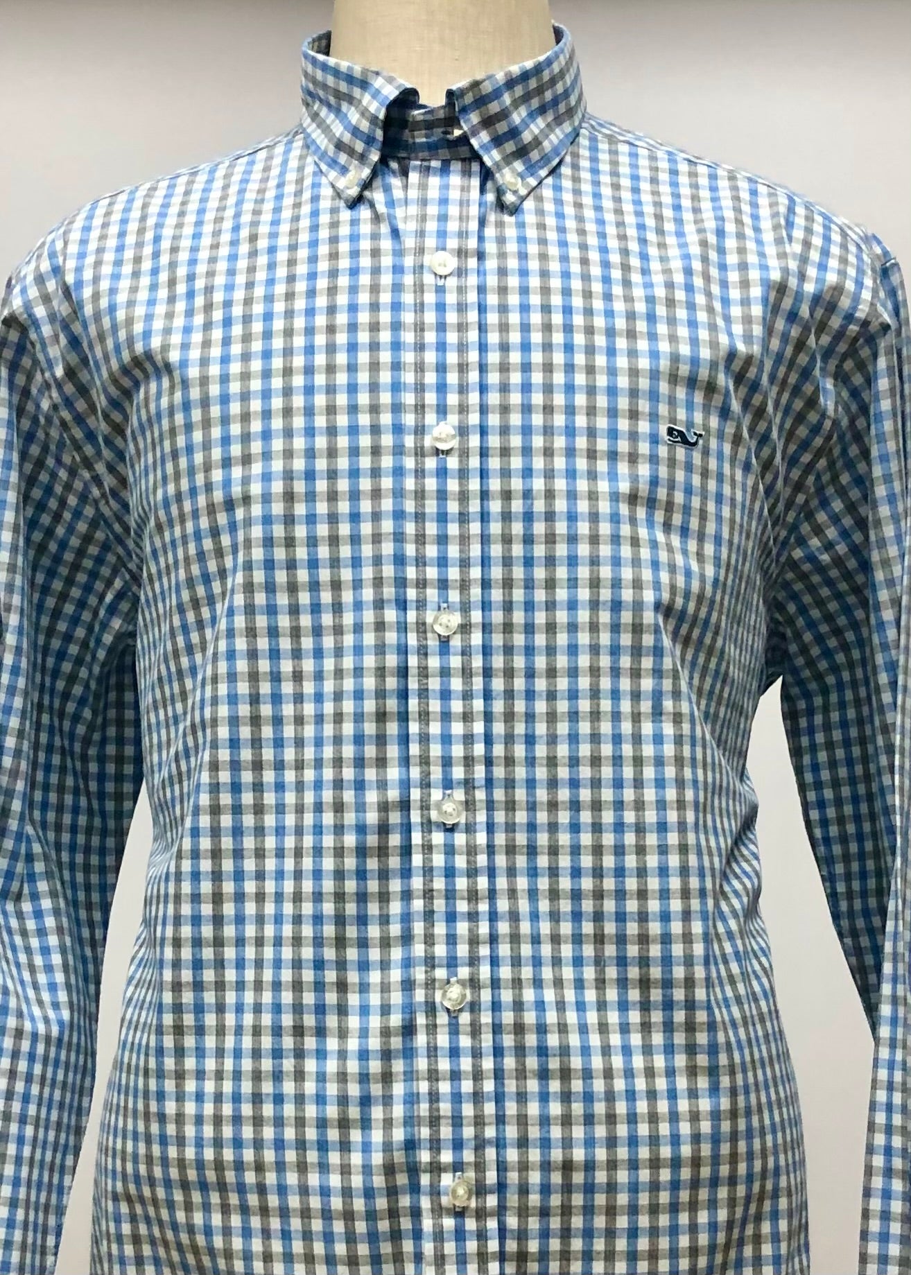Camisa de botones Vineyard Vines 🐳 color blanco de cuadros en kaki y azul Talla XL Entalle Slim Fit