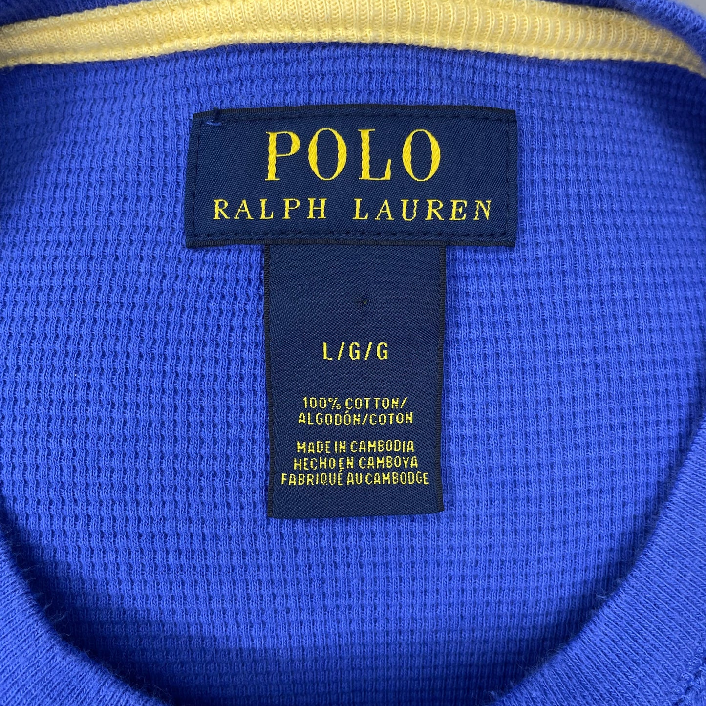 Camiseta cuello redondo Polo Ralph Lauren 🏇🏼 Waffle color azul manga larga Talla L