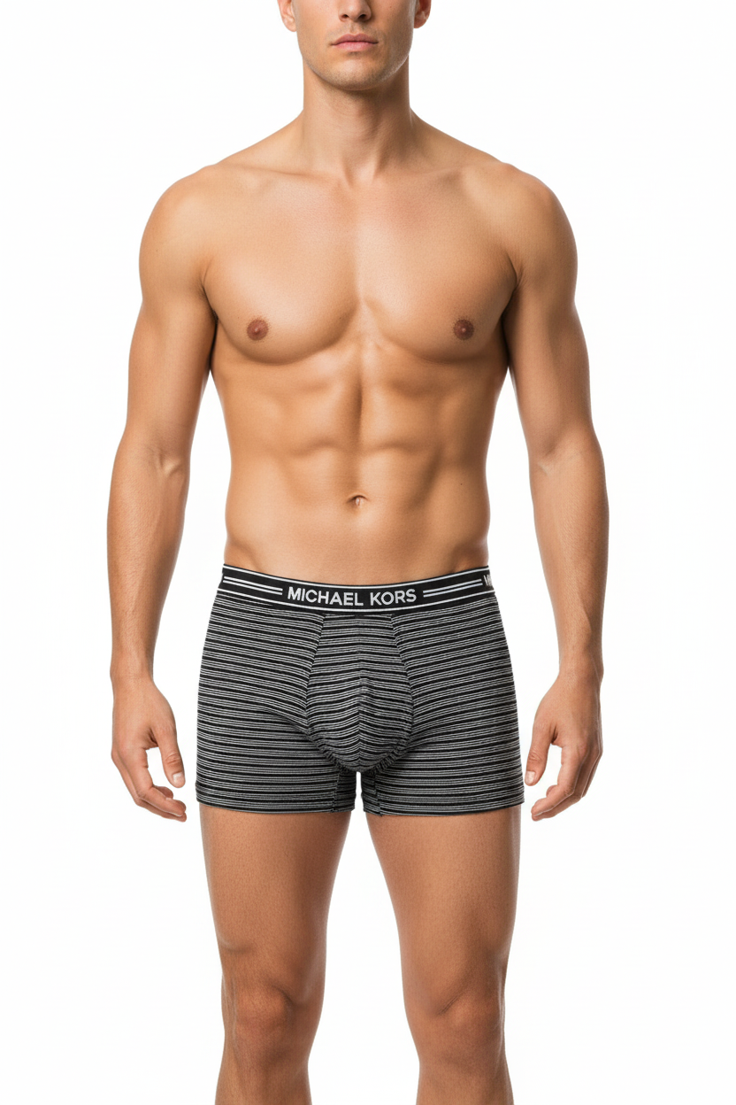 Boxers Briefs Michael Kors color azul navy, gris claro y gris con rayas Talla S