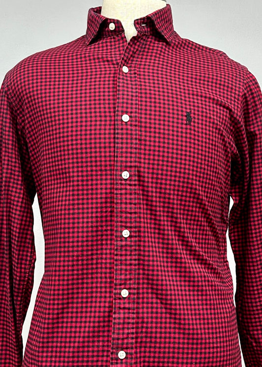 Camisa Polo Ralph Lauren 🏇🏼 con patron de cuadros gingham rojo y negro Talla XL Entalle Clásico