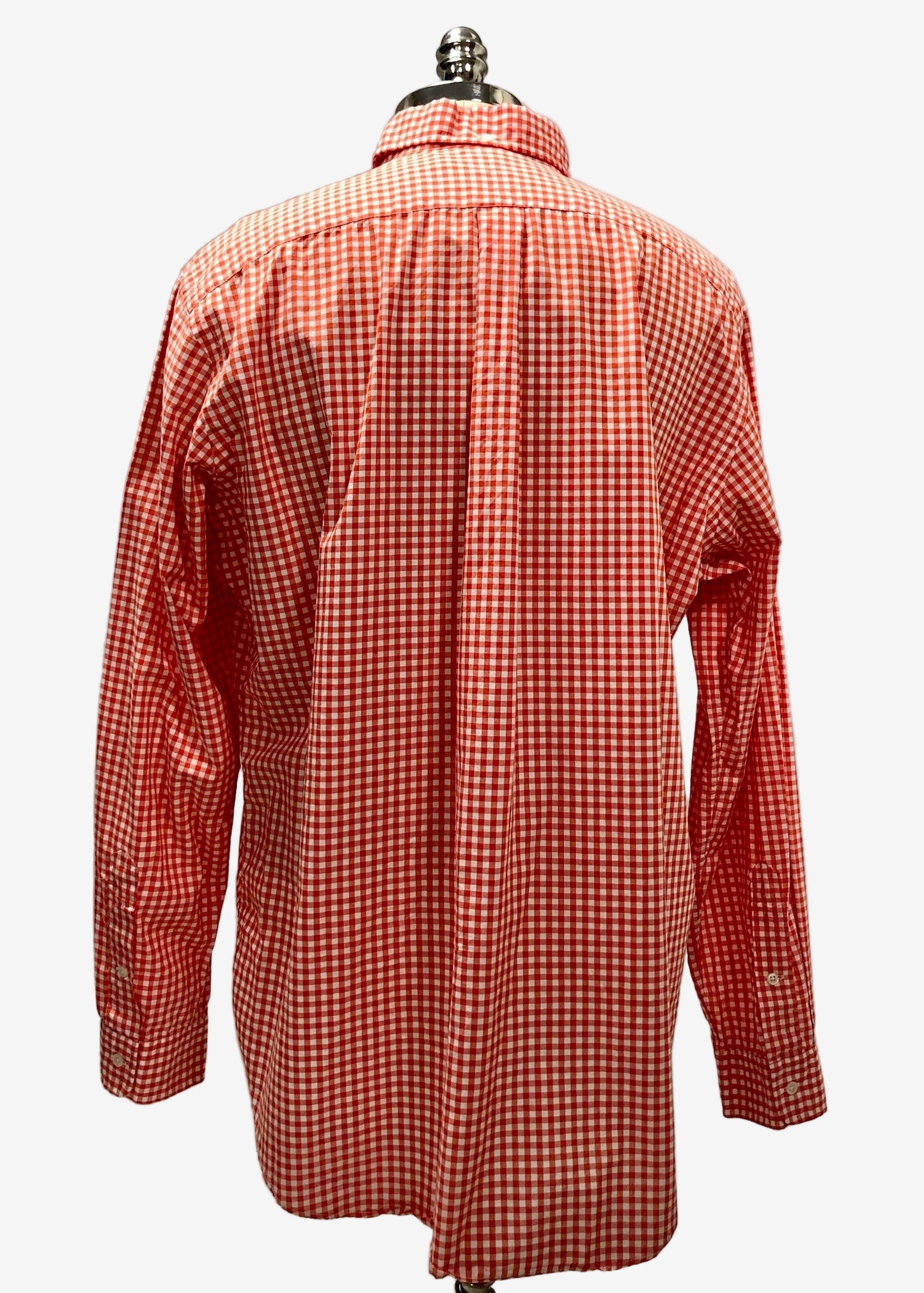 Camisa de botones Polo Ralph Lauren 🏇🏼 con patron de cuadros gingham naranja y blanco Talla XL Entalle Clásico