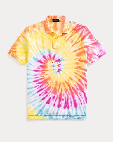 Camiseta Polo Ralph Lauren 🏇🏼Color blanco con diseño Tie Dye circular en naranja, amarillo y morado Talla S, M Entalle Clásico