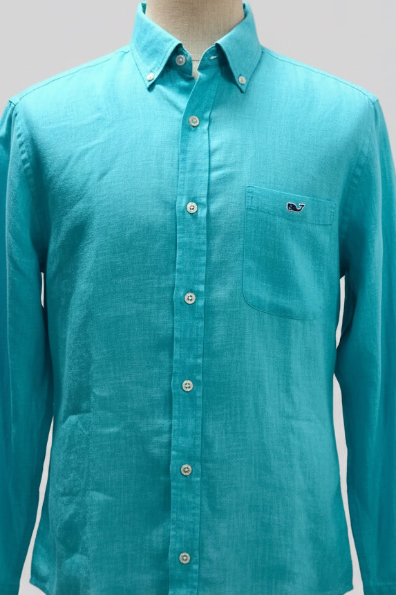 Camisa de botones Vineyard Vines 🐳 De Lino color turquesa Talla M Entalle Clásico