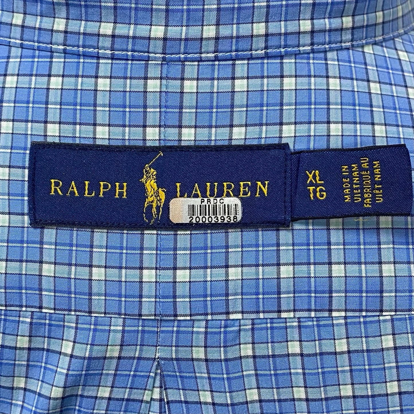 Camisa Polo Ralph Lauren 🏇🏼 con patron de cuadros tartán azul, celeste y blanco Talla XL Entalle Regular