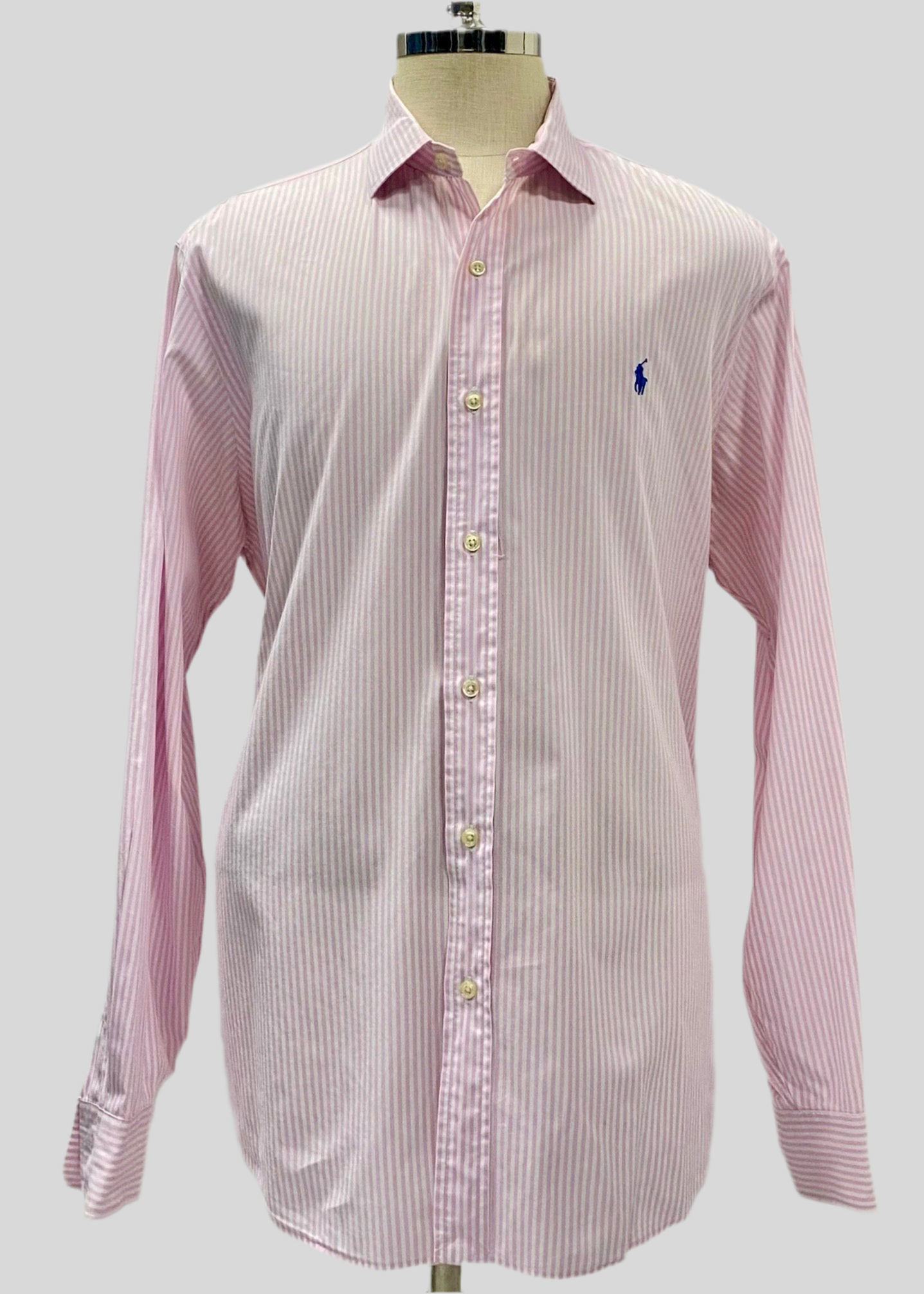 Camisa Polo Ralph Lauren 🏇🏼 de rayas en color rosado claro y blanco Talla XL Entalle Clásico
