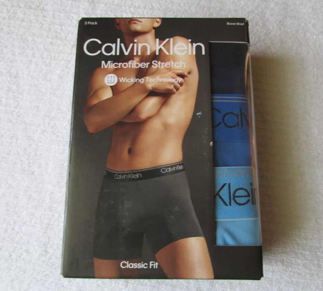 Paquete de 3 Calzoncillos tipo Boxer Calvin Klein de Microfibra Stretch - Tela ligera en Talla XXL