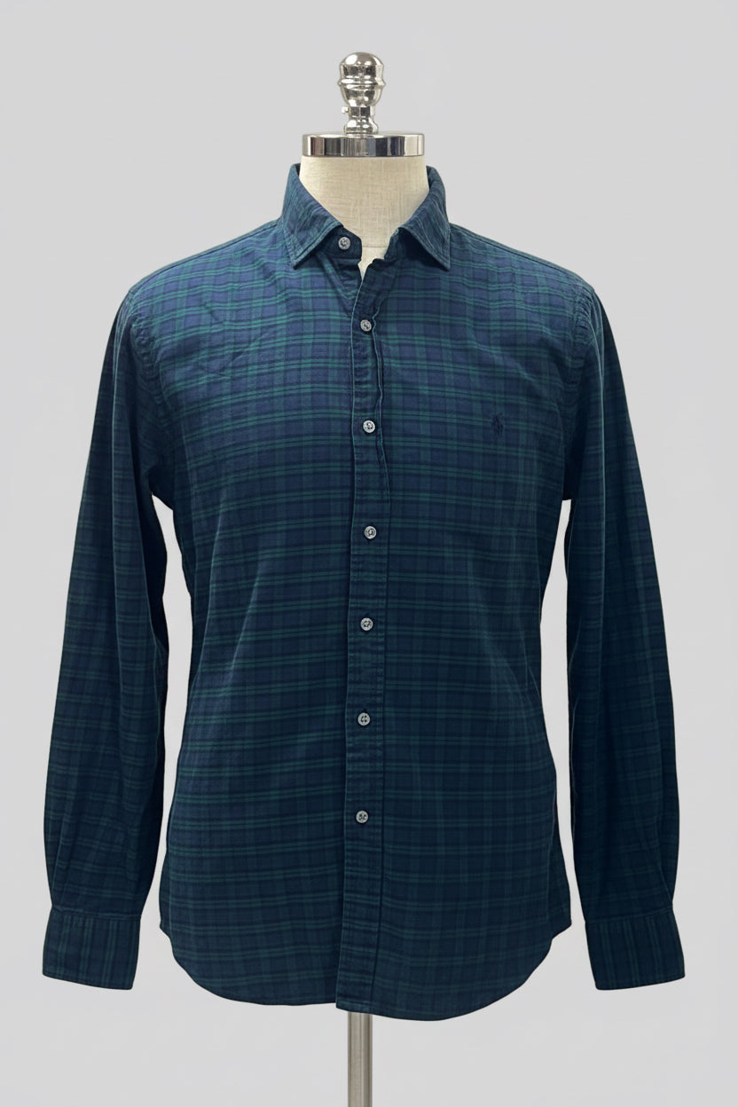 Camisa Polo Ralph Lauren 🏇🏼 de cuadros verde oscuro y azul navy Talla L Entalle Slim Fit
