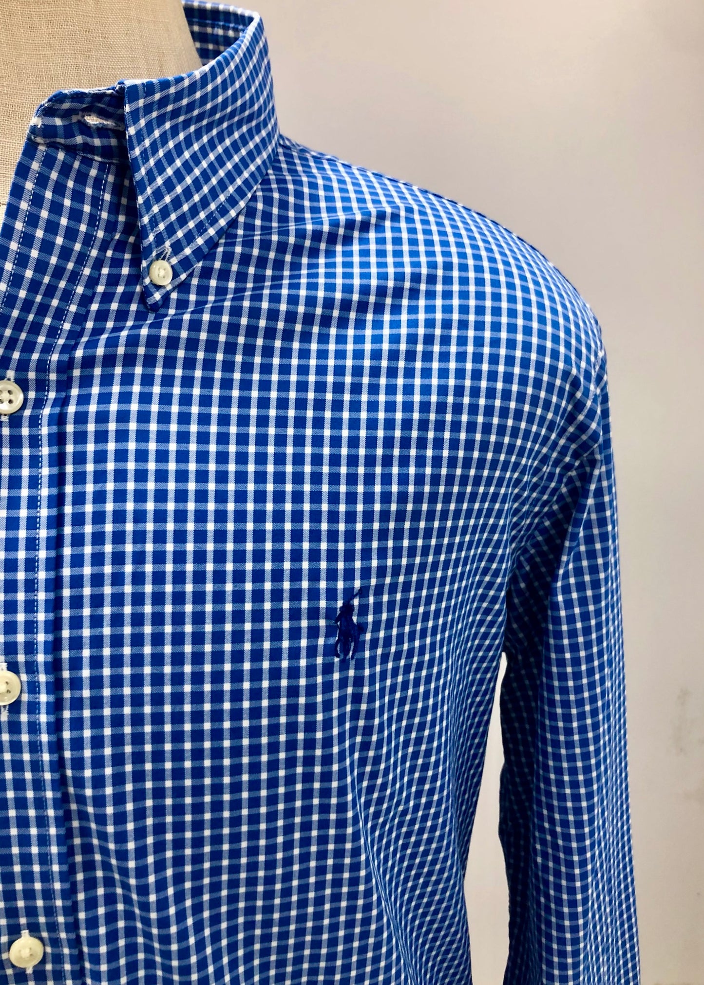 Camisa de botones Polo Ralph Lauren 🏇🏼 Performance de cuadros azul y blanco Talla XL Entalle Regular