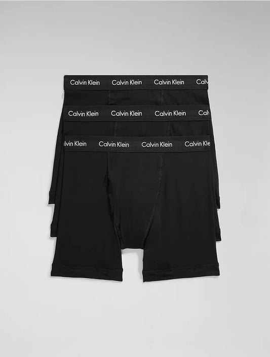 Paquete de 3 Calzoncillos tipo Boxer Calvin Klein Cotton Stretch en color negro - Tela ligera en Talla S