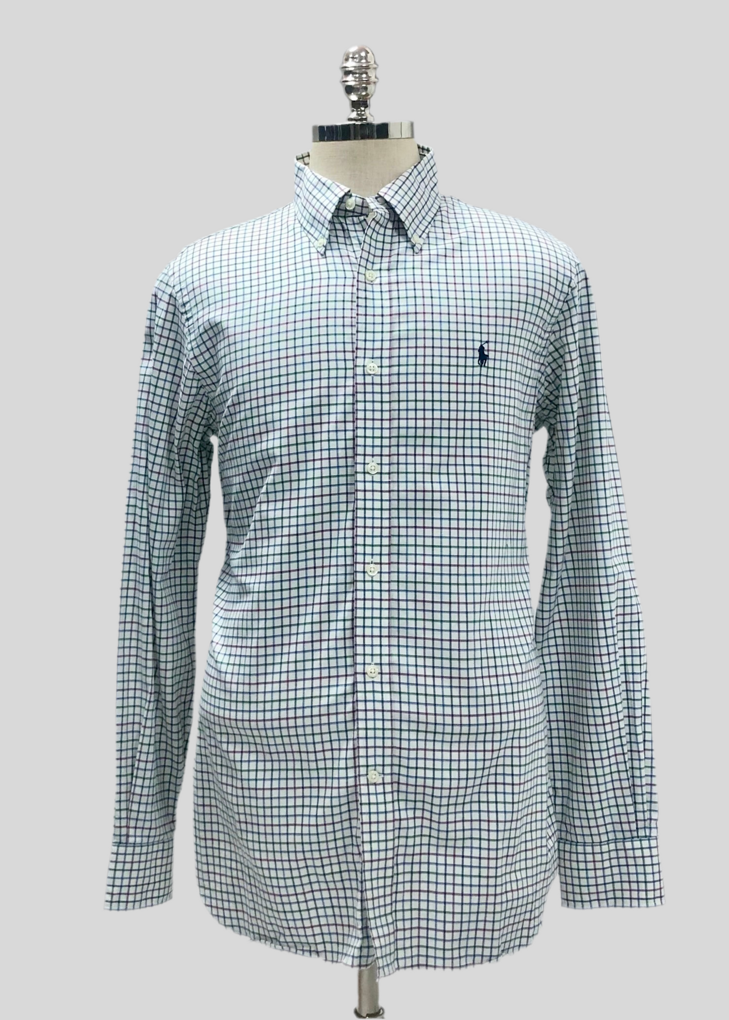 Camisa Polo Ralph Lauren 🏇🏼 Color blanco de cuadros en color azul, verde y rojo Talla L Entalle Custom Fit