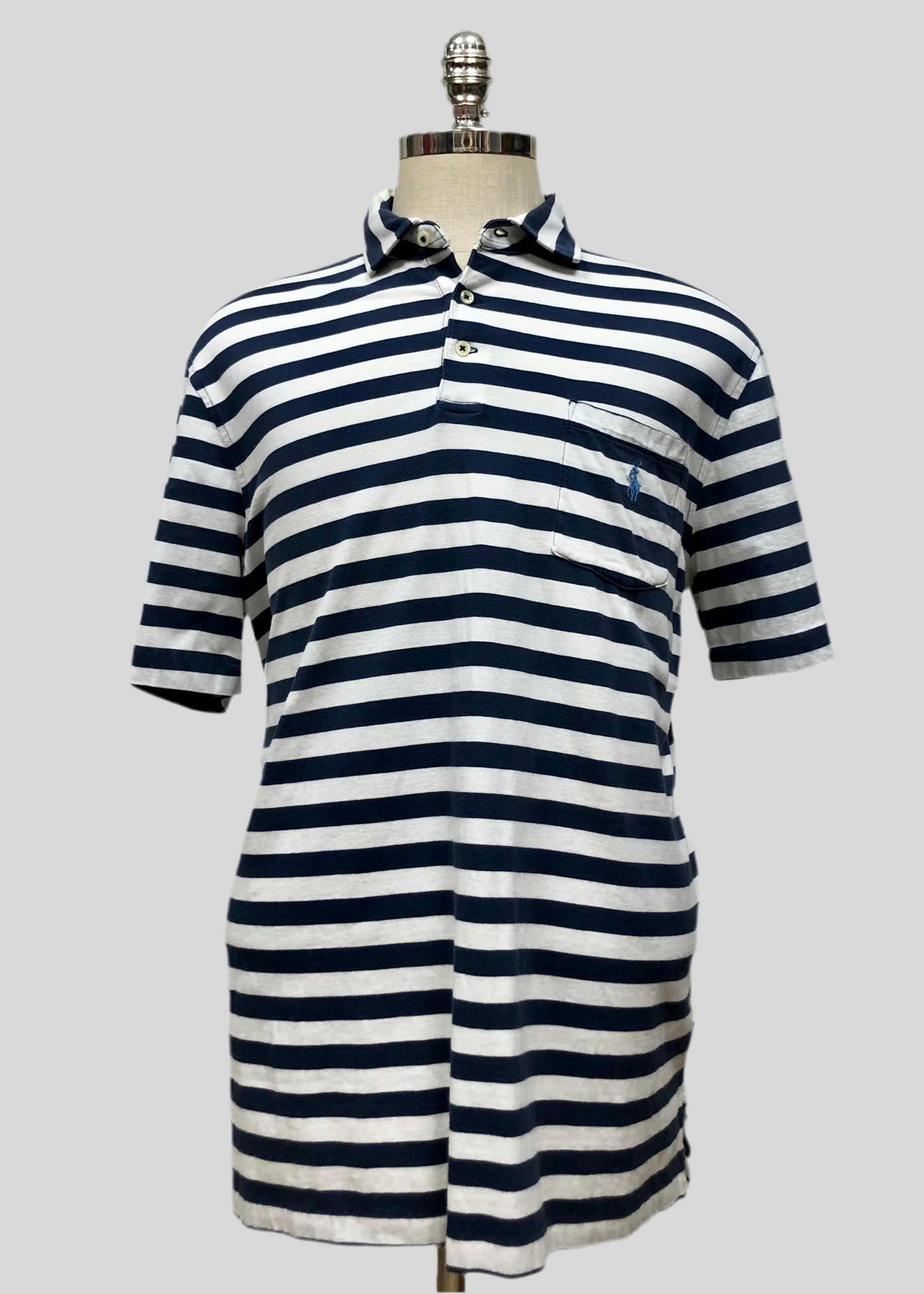 Camiseta Polo Ralph Lauren 🏇🏼 de rayas en color azul y blanco Talla L Entalle Regular (ver descripción)