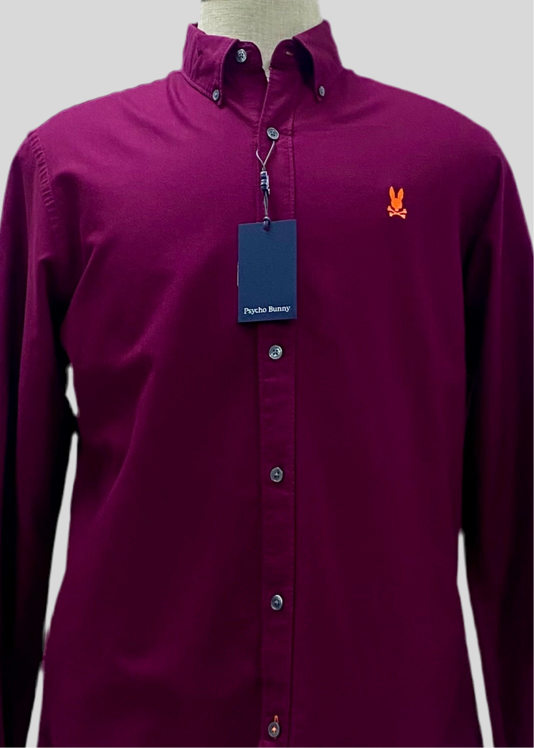 Camisa de botones Psycho Bunny 🐰  Oxford Color rojo oscuro con logo tradicional Talla M Entalle Regular