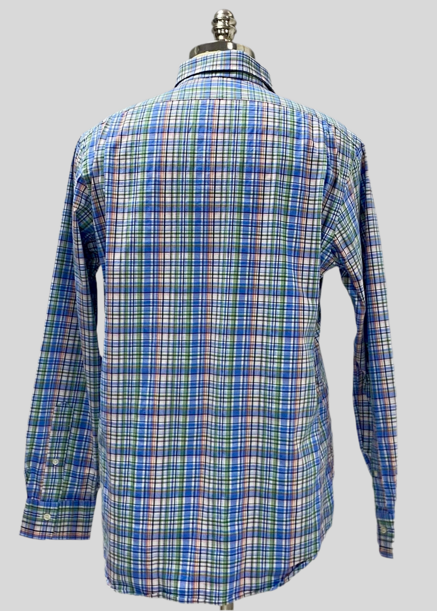 Camisa Polo Ralph Lauren 🏇🏼 con patrón de cuadros celeste, verde, naranja y blanco Talla L Entalle Clásico