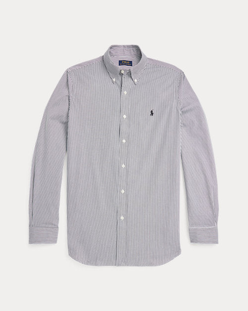 Camisa Polo Ralph Lauren 🏇🏼 color blanco con patron de rayas finas en color negro Talla L Entalle Regular