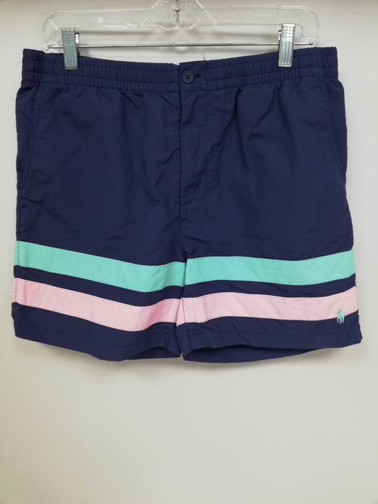 Short de baño Polo Ralph Lauren 🏇🏼 color azul navy con rayas en color turquesa y rosado con logo bordado en color turquesa talla L