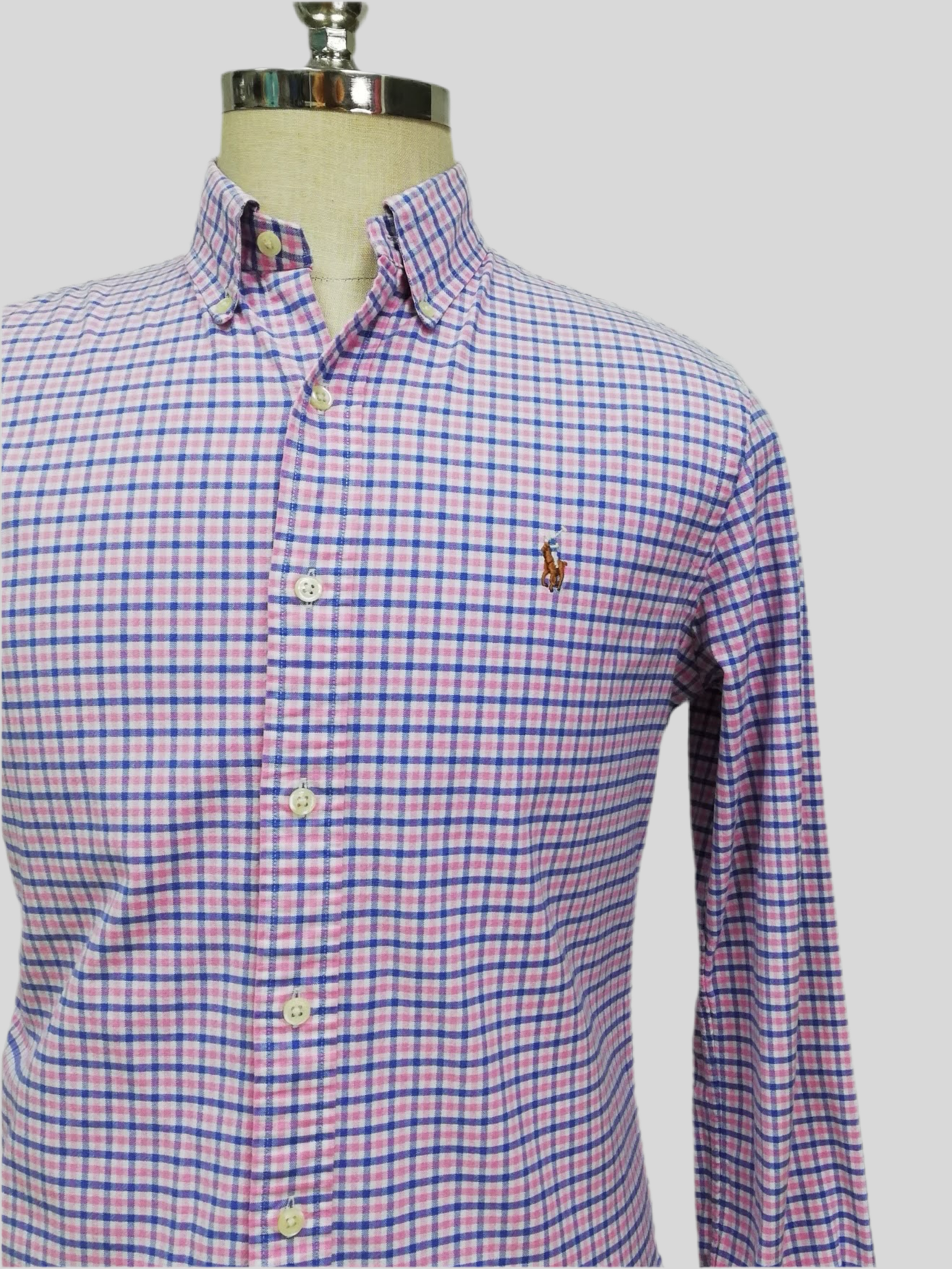 Camisa de botones Polo Ralph Lauren 🏇🏼 Oxford color blanco de cuadros rosado y azul Talla XL Entalle Regular
