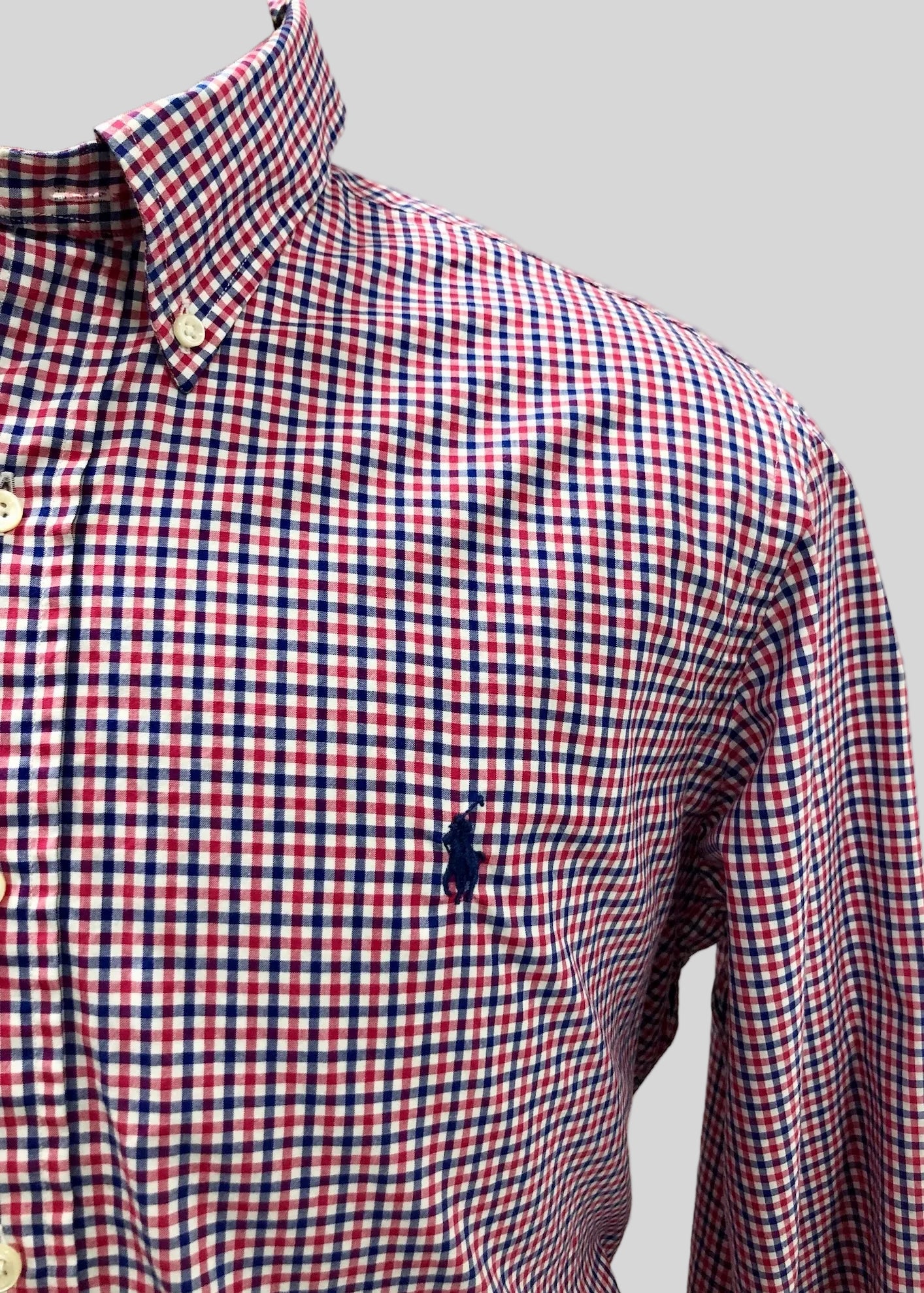 Camisa de botones Polo Ralph Lauren 🏇🏼 con patron de cuadros en color rojo, azul navy y blanco Talla L Entalle Regular