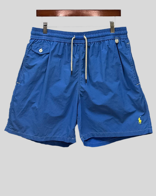 Short de baño Polo Ralph Lauren 🏇🏼color azul y logo bordado en color amarillo talla L