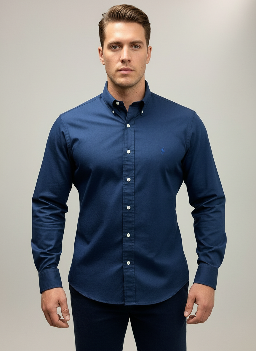 Camisa de botones Polo Ralph Lauren 🏇🏼 en color azul navy Talla M Entalle Slim Fit
